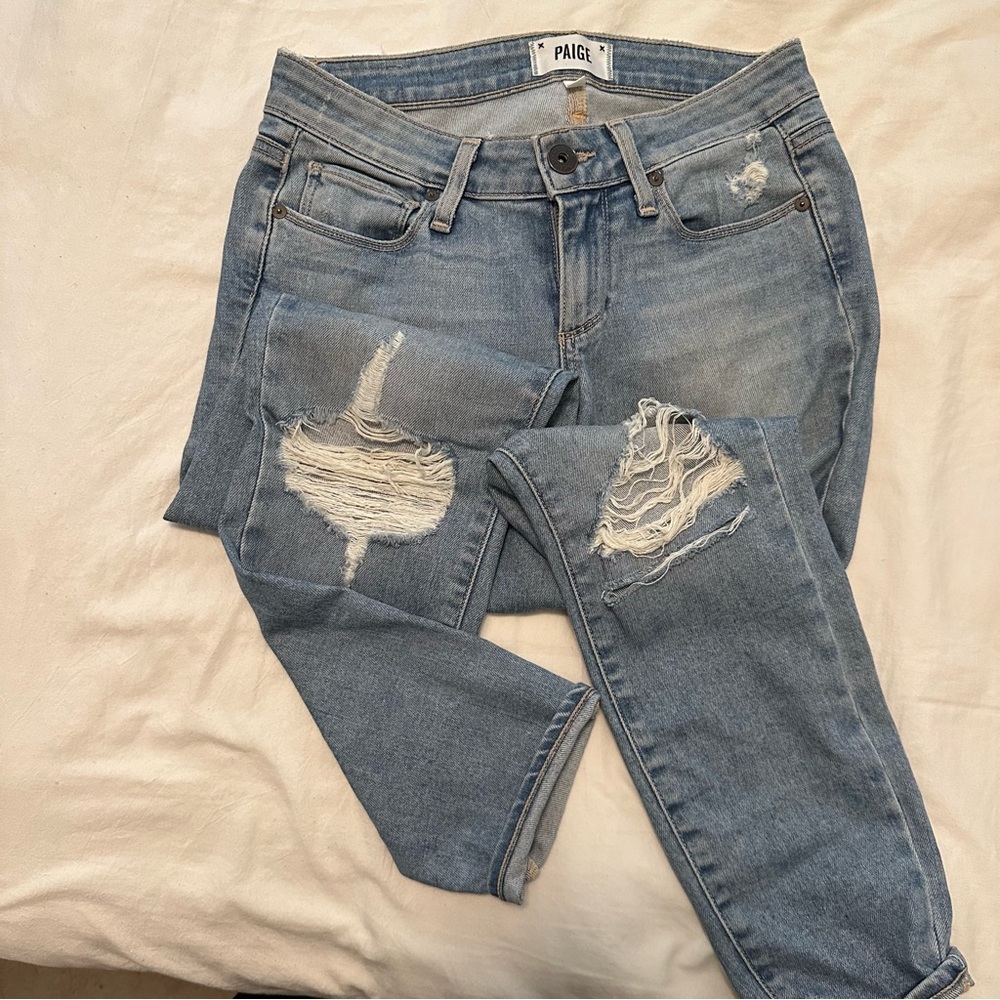 PAIGE cropped distressed jeans